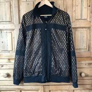 Lululemon Size 6 Limited Edition Gold Foil Logo Zip Jacket RARE Tie Back Shimmer